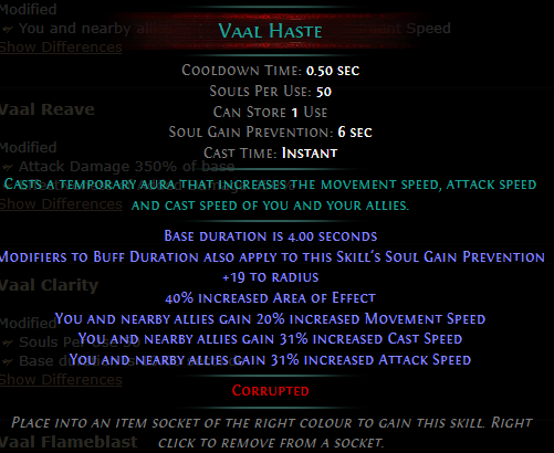 PoE Vaal Haste 3.19