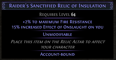 Raider's Sanctified Relic of Insulation PoE