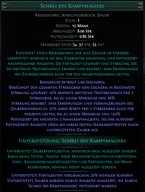 Schrei des Kampfmagiers PoE