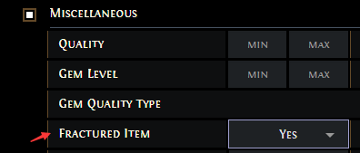 Search Fractured Items from Path of Exile Trade