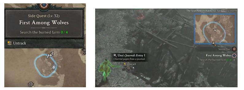 Search the burned farm - Diablo 4