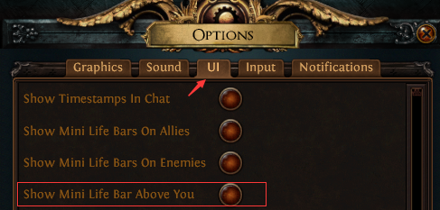 Show Mini Life Bars Above You PoE