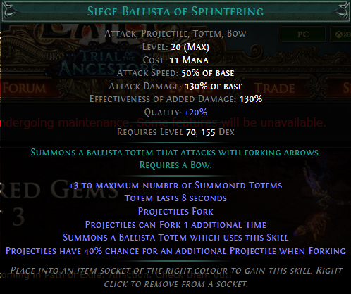 PoE Siege Ballista of Splintering