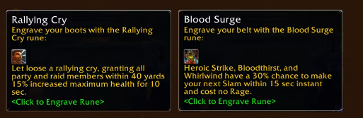 WoW SoD Warrior New Runes Phase 2