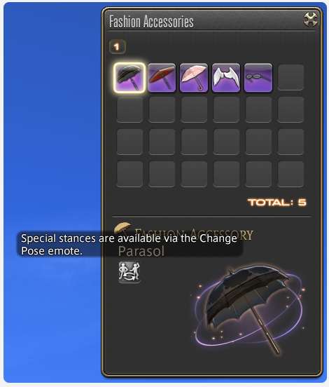 The layout of the Fashion Accessories