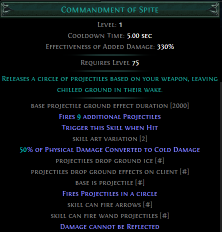 Trigger Commandment of Spite when Hit PoE