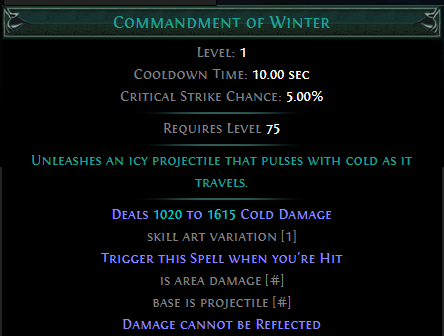 Trigger Commandment of Winter when Hit PoE
