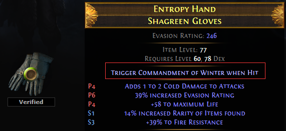 Trigger Commandment of Winter when Hit