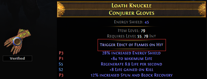 Trigger Edict of Flames on Hit