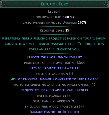 Trigger Edict of Fury on Hit PoE