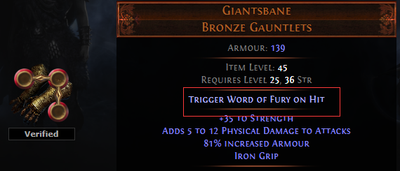 Trigger Word of Fury on Hit