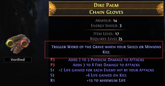 Trigger Word of the Grave when your Skills or Minions Kill