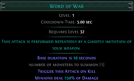 Trigger Word of War on Kill PoE